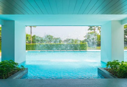 Área da piscina com revestimento de pvc
